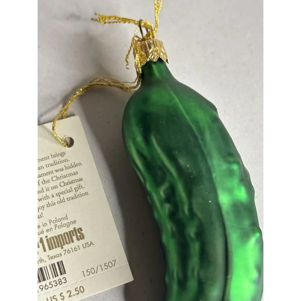 NWT Pier‎ One 1 Imports Glass Christmas Pickle With Story 4.75” Made In Poland